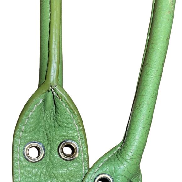 Tignanello Green Genuine Leather Shoulder Bag Y2K Style Double Strap - Picture 7 of 7